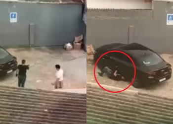 Vídeo: Homem é flagrado colocando rastreador no carro de empresário em Manaus