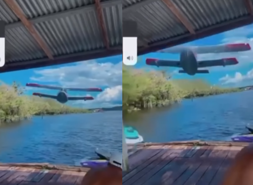 Vídeo mostra avião ultraleve passando ‘raspando’ em flutuante de Manaus: ‘O c.. nem piscou’