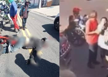 Esposa é consolada por policial após ver o marido morto em acidente em Manaus; vídeo