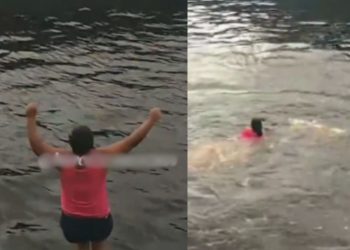 Vídeo mostra mulher pulando do barco em movimento em Coari para voltar pro porto