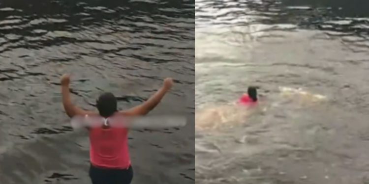 Vídeo mostra mulher pulando do barco em movimento em Coari para voltar pro porto