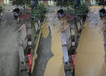Vídeo impressionante: rua é inundada em segundos após adutora se romper no bairro Santa Luzia