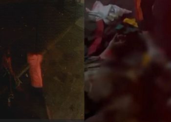 Discussão que terminou com morador de rua levando 'terçadada' na cabeça foi gravada por câmera de segurança; veja