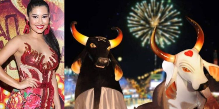 Influenciadora Thaynara OG anuncia Garantido e Caprichoso em evento de São João no Maranhão