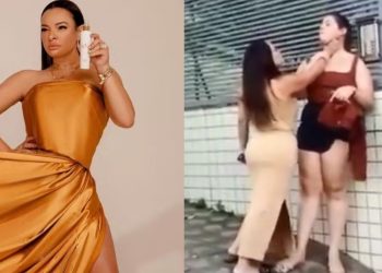 Influenciadora descobre caso do pai com novinha e desconta raiva no meio da rua: "Você vai matar ele"