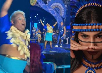 Patixa Teló 'grelha' no Sambódromo dançando toada do Caprichoso: "Mãe da Marciele"