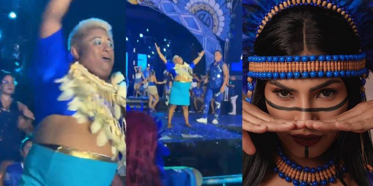 Patixa Teló 'grelha' no Sambódromo dançando toada do Caprichoso: "Mãe da Marciele"