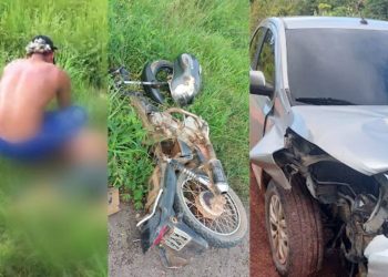 Vídeo: piloto de moto fica ferido e garupa morre após 'darem grau' na BR-174