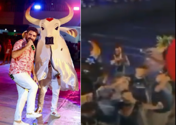 Vídeo: Amo do boi Garantido pisa em ‘latinha’ do Caprichoso e irrita principal patrocinadora do Festival