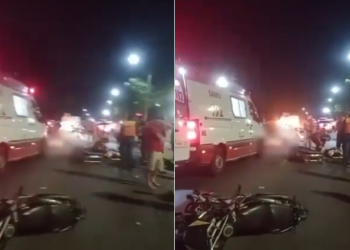 Vídeo: Mulher com homem em moto morre ao ser atingida por carro na avenida das Torres