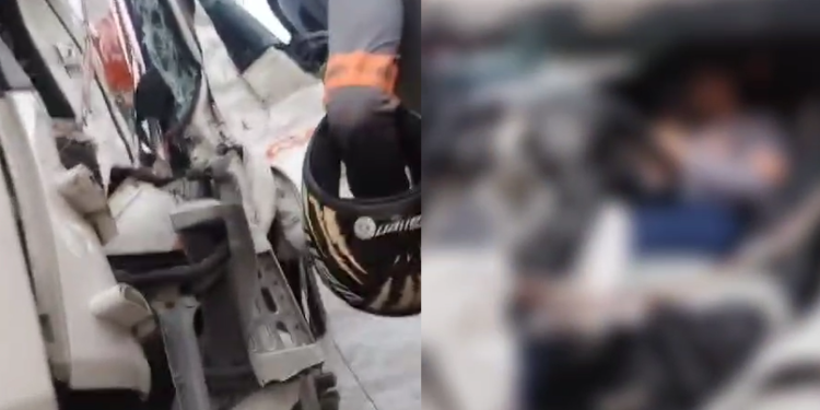 Vídeos: Mulher fica presa às ferragens em acidente com carretas na Bola da Suframa