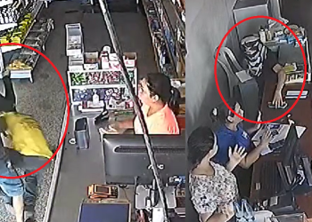 Vídeo: Arretados, dupla com balaclava e armas assaltam mercadinhos em Iranduba e são procurados