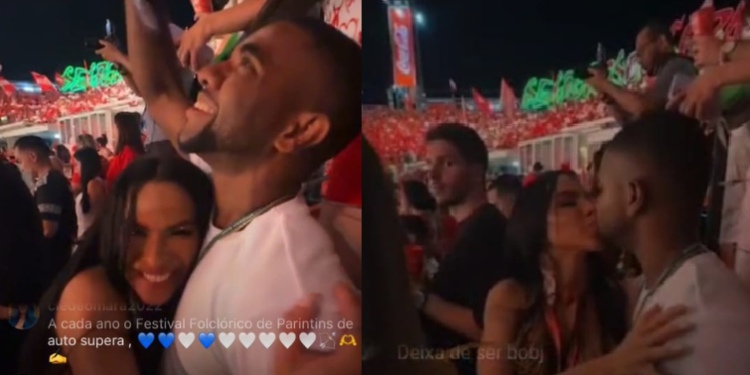 Vídeo: Tá xonado? Ex-BBB Davi curte Festival de Parintins beijando integrante do Garantido