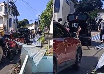 Vídeo: caminhão se abre em Manaus e telhas voam pra cima dos carros na rua