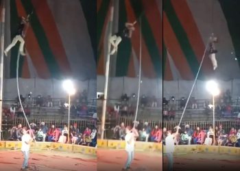 Vídeo: mulher é estrangulada pela corda durante apresentação no circo