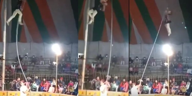 Vídeo: mulher é estrangulada pela corda durante apresentação no circo