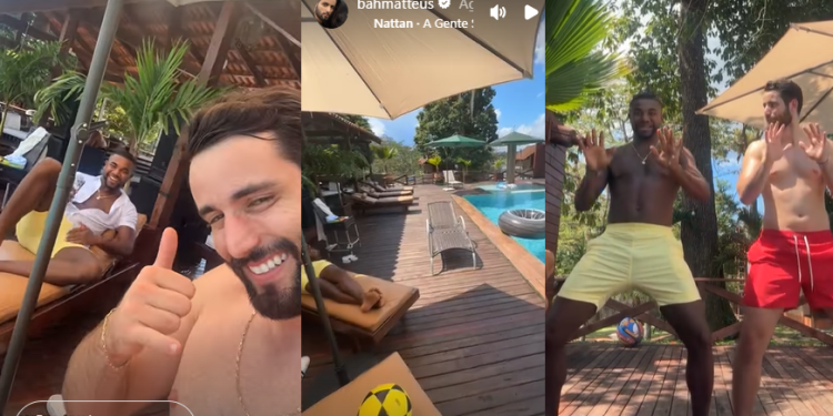 Vídeos: Sem Isabelle, Matteus aproveita manhã de arrocha e piscina em Parintins com o campeão Davi