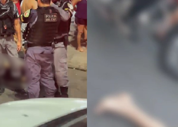 Vídeo: Na frente da esposa, rapaz é executado a tiros em Manaus e depois criminosos levam moto dele