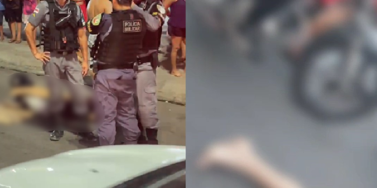 Vídeo: Na frente da esposa, rapaz é executado a tiros em Manaus e depois criminosos levam moto dele