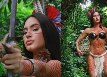 Isabelle publica ensaio indígena na Floresta Amazônica e arrebata corações: ‘perfeita’