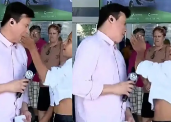 Vídeo: Ao vivo, jovem de 20 anos que deu piti por causa de iPhone dá tapa na cara de repórter do SBT