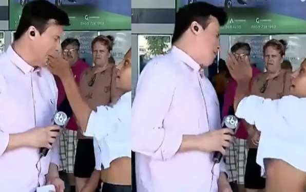 Vídeo: Ao vivo, jovem de 20 anos que deu piti por causa de iPhone dá tapa na cara de repórter do SBT