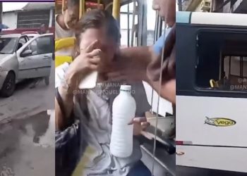 Vídeo urgente: motorista apedreja ônibus em Manaus e deixa vários passageiros feridos 