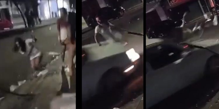 Vídeo: blindada briga de garrafa com inimiga e acaba atropelada na rua