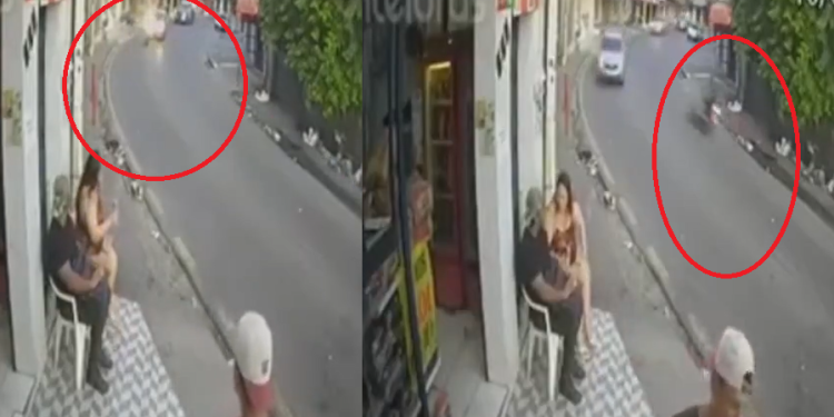 Vídeo: Em curva na Compensa, rapaz em moto invade contramão e se esborracha
