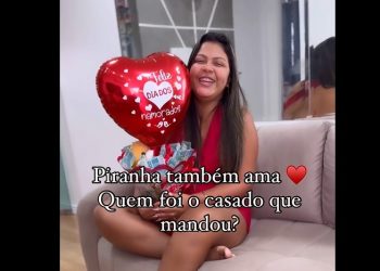 Vídeo: Talarica da Bemol ganha presente do Dia dos Namorados e posta: ‘piranh@ também ama’