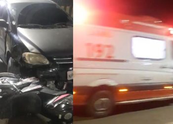 Motoqueira escapa da morte após pular na avenida durante colisão com carro no Nova Cidade