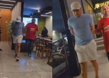 Vídeo: procurado por aplicar golpes em professores, 'Rafa do PCC' sai de restaurante algemado pela polícia em Manaus