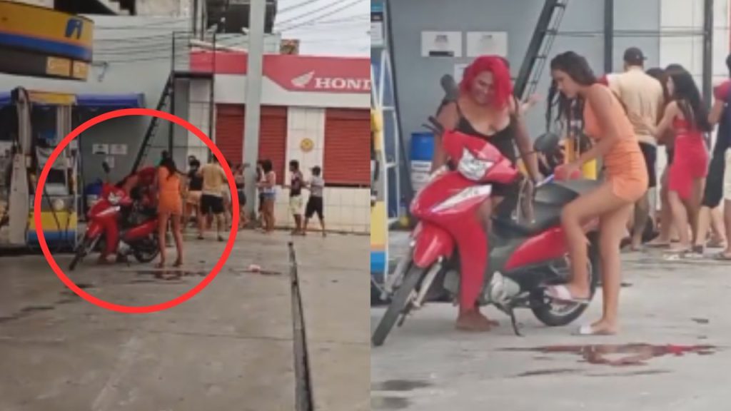 Vídeo: Esperta? 'Cabelo de fogo' é pega no flagra roubando 'cachaça' de grupo de brigava no posto do Zumbi