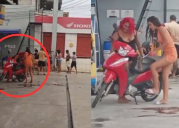 Vídeo: Esperta? 'Cabelo de fogo' é pega no flagra roubando 'cachaça' de grupo de brigava no posto do Zumbi