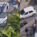Motociclista 'voa' em acidente e vai parar no teto de carro em Manaus; foi socorrido com vida
