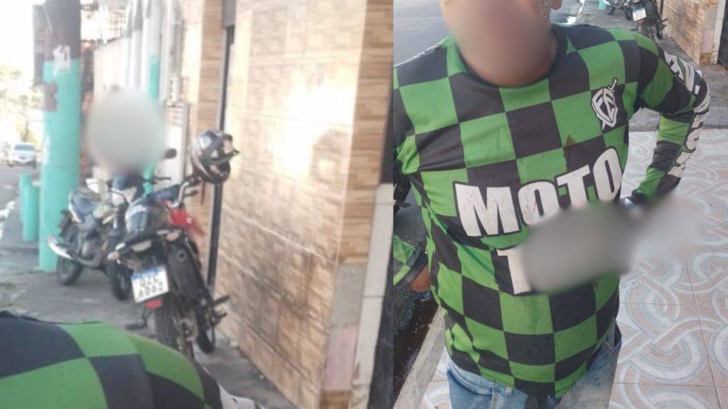 Vídeo: Mototaxista coloca moto na calçada e acaba sendo agredido por morador em Manaus