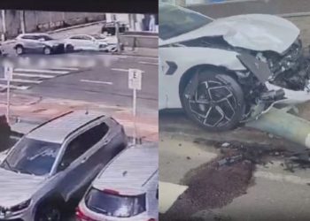 Vídeo: motorista de carro de test drive deixou um homem ferido após ultrapassar sinal vermelho em Manaus