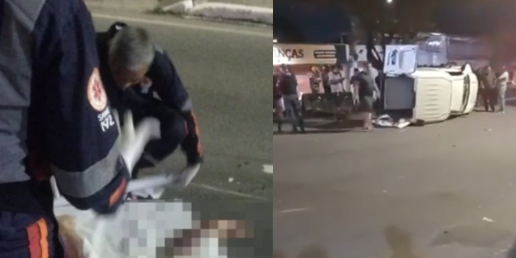 Vídeo: Passageiro de Fiorino morre após veículo capotar várias vezes e bater em moto no São José
