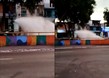 Vídeo: Pega o balde! Quase Manaus toda vai ficar sem água e vídeo mostra grande quantidade jorrando na Compensa