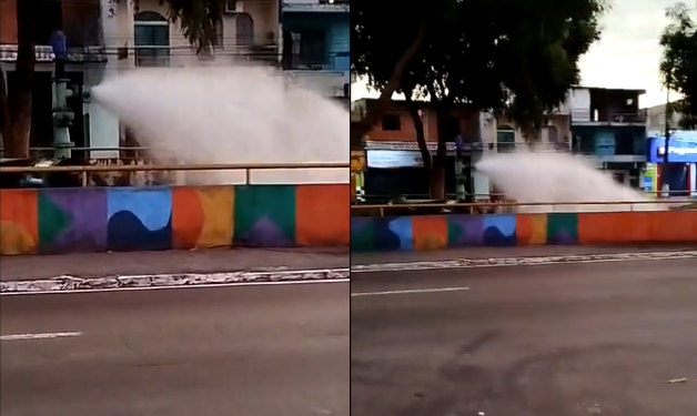 Vídeo: Pega o balde! Quase Manaus toda vai ficar sem água e vídeo mostra grande quantidade jorrando na Compensa