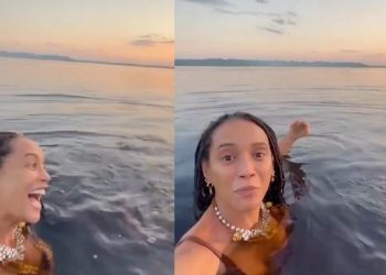 Vídeo: Taís Araújo mergulha no Amazonas e se encanta com tanta beleza: ‘boto à beça’