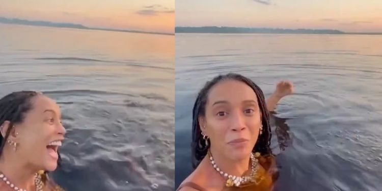 Vídeo: Taís Araújo mergulha no Amazonas e se encanta com tanta beleza: ‘boto à beça’