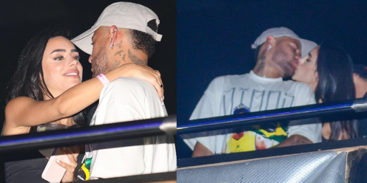 Após diversos chifres, Bruna Biancardi esquece tudo e beija horrores Neymar durante show do Thiaguinho