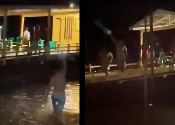 Vídeo: homem se joga no rio, sobe no flutuante e atira para acabar com briga 