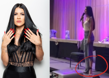 Vídeo: Influencer suspeita de golpes dá palestra, mostra a tornozeleira e diz que não tem vergonha