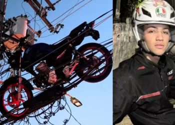 Vídeo: moto levada por balão para a fiação pertence a motoboy: ‘acordei com barulho da explosão’