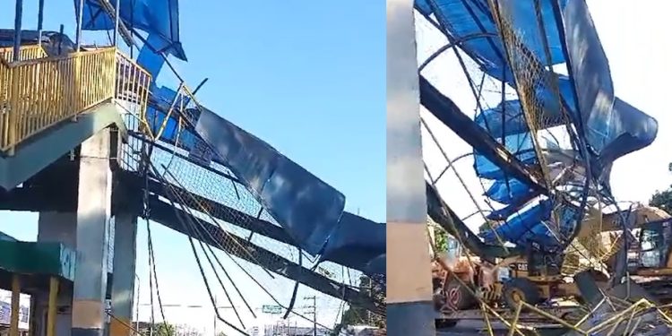 Vídeo: passarela da Torquato é atingida por veículos pesados e vai toda ao chão em Manaus: ‘perigo’