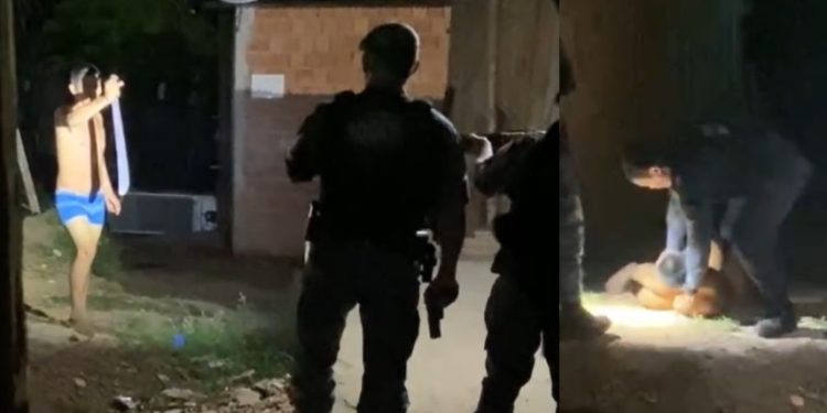 Vídeo: ‘amostradinho’ ameaça polícia com facão em Manaus e ganha bala de presente