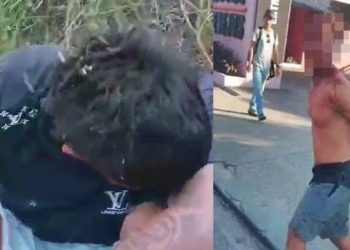 Vídeo: passageiros do 014 pintam de vermelho e roxo as caras de dois assaltantes em Manaus