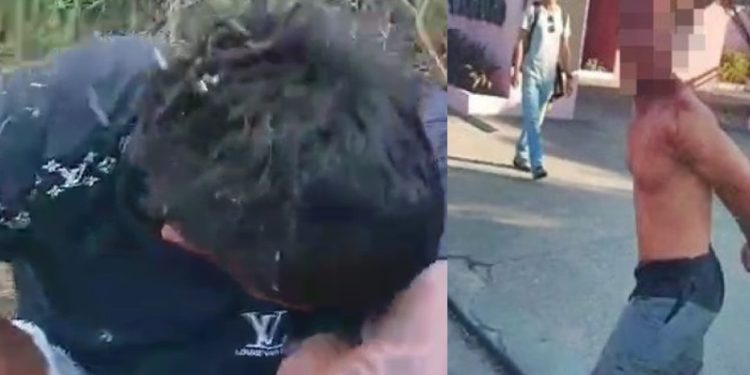 Vídeo: passageiros do 014 pintam de vermelho e roxo as caras de dois assaltantes em Manaus